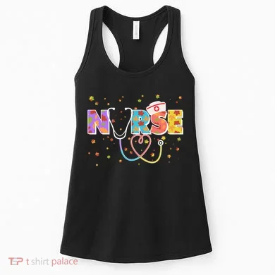 Cute Autumn Fall Patterns Nurse Women's Tank Top