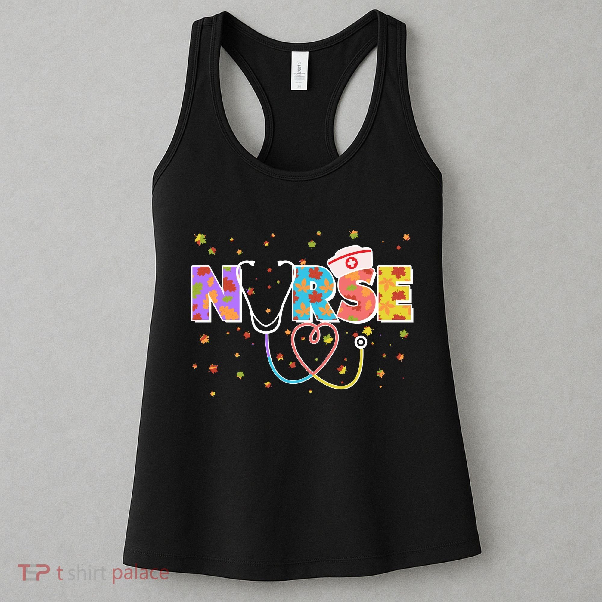 Cute Autumn Fall Patterns Nurse Women's Tank Top