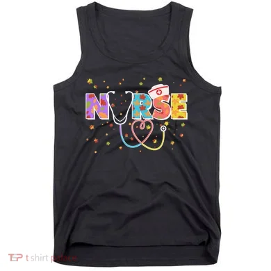 Cute Autumn Fall Patterns Nurse Tank Top