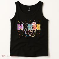 Cute Autumn Fall Patterns Nurse Tank Top thumb 2
