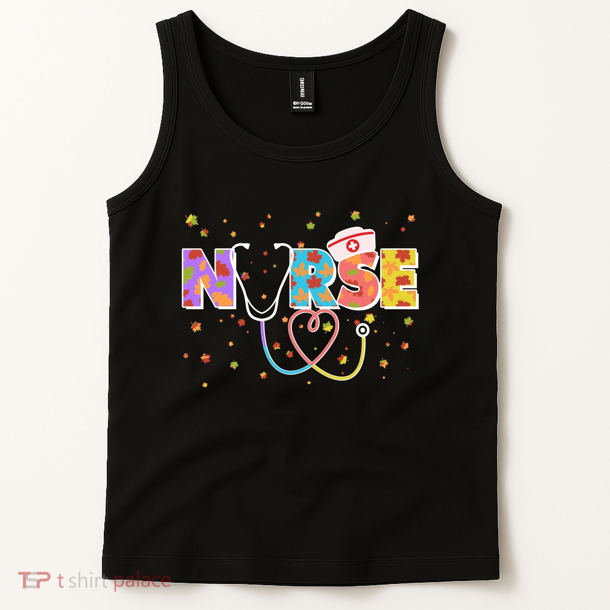 Cute Autumn Fall Patterns Nurse Tank Top