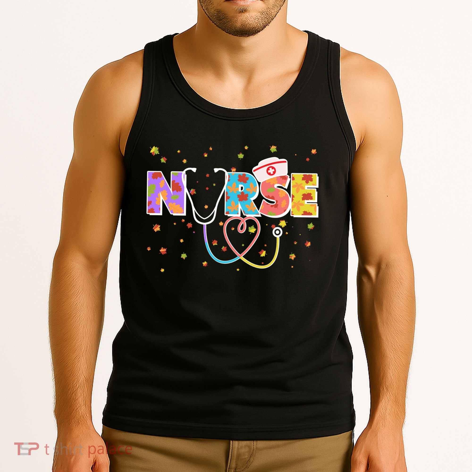 Cute Autumn Fall Patterns Nurse Tank Top