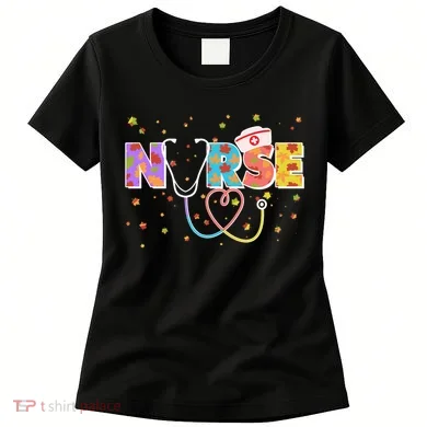 Cute Autumn Fall Patterns Nurse Women's T-Shirt