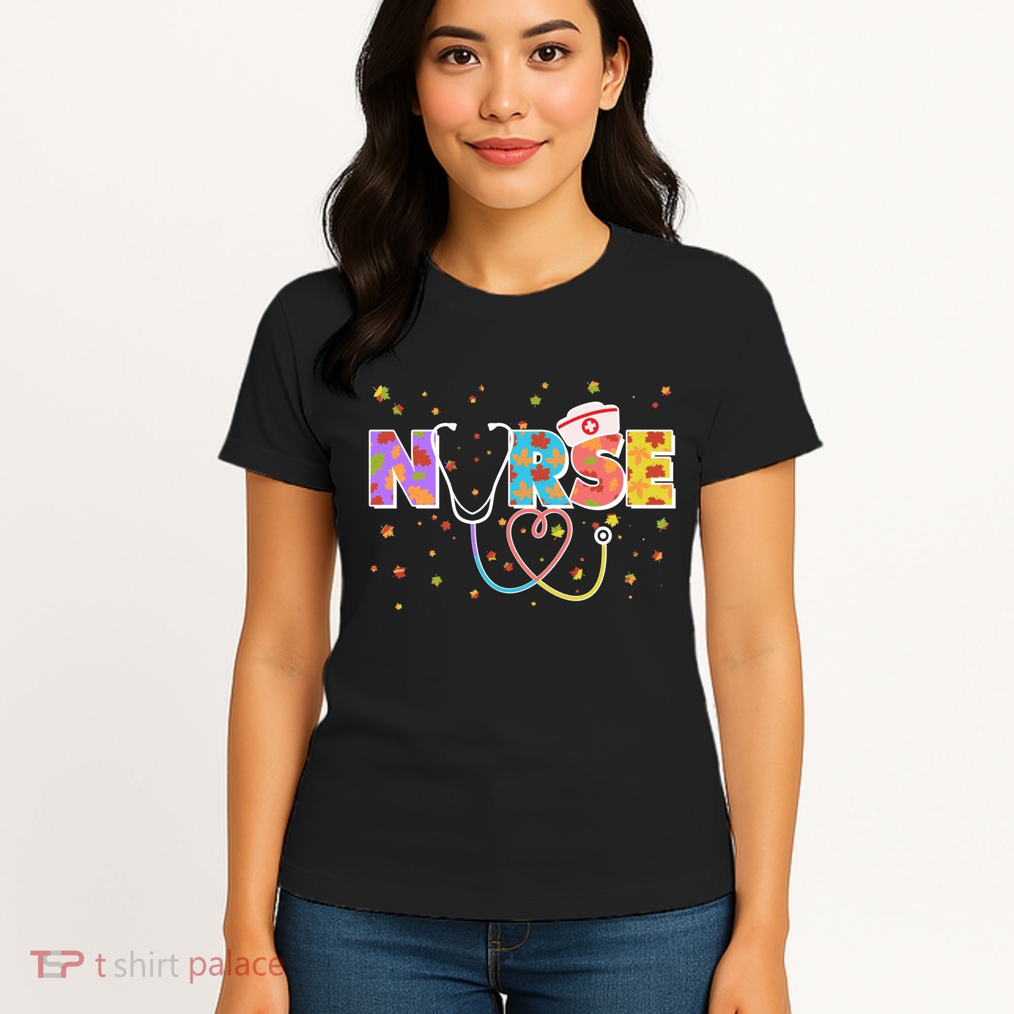 Cute Autumn Fall Patterns Nurse Women's T-Shirt