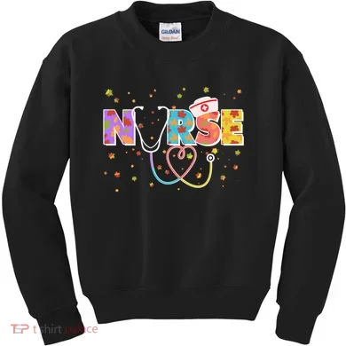 Cute Autumn Fall Patterns Nurse Kids Sweatshirt