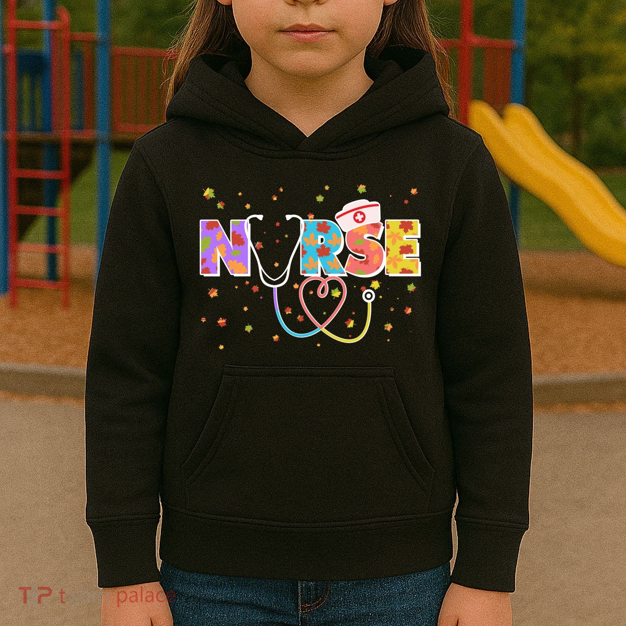 Cute Autumn Fall Patterns Nurse Kids Hoodie