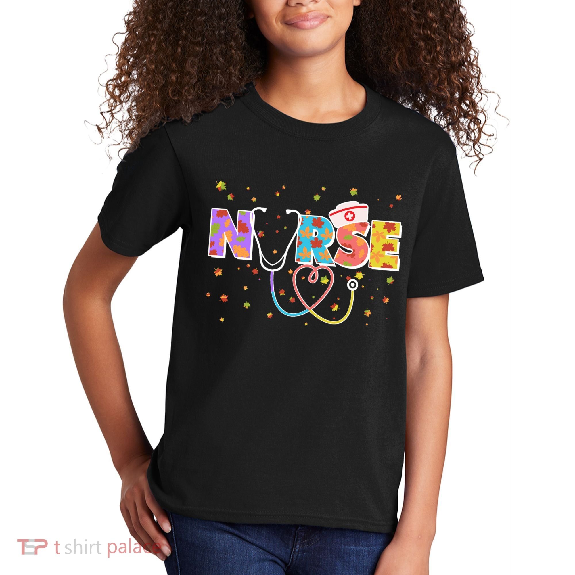 Cute Autumn Fall Patterns Nurse Kids T-Shirt