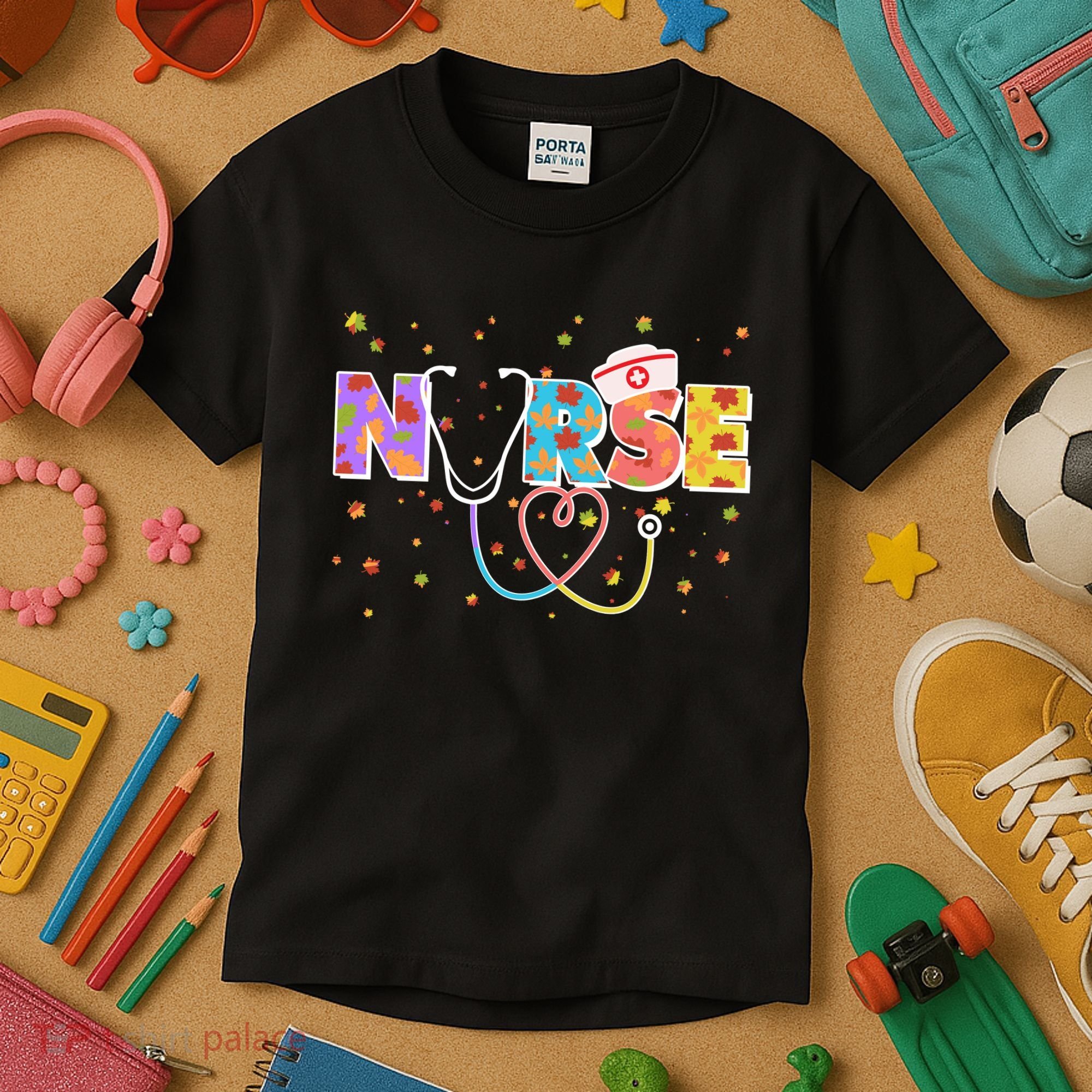 Cute Autumn Fall Patterns Nurse Kids T-Shirt