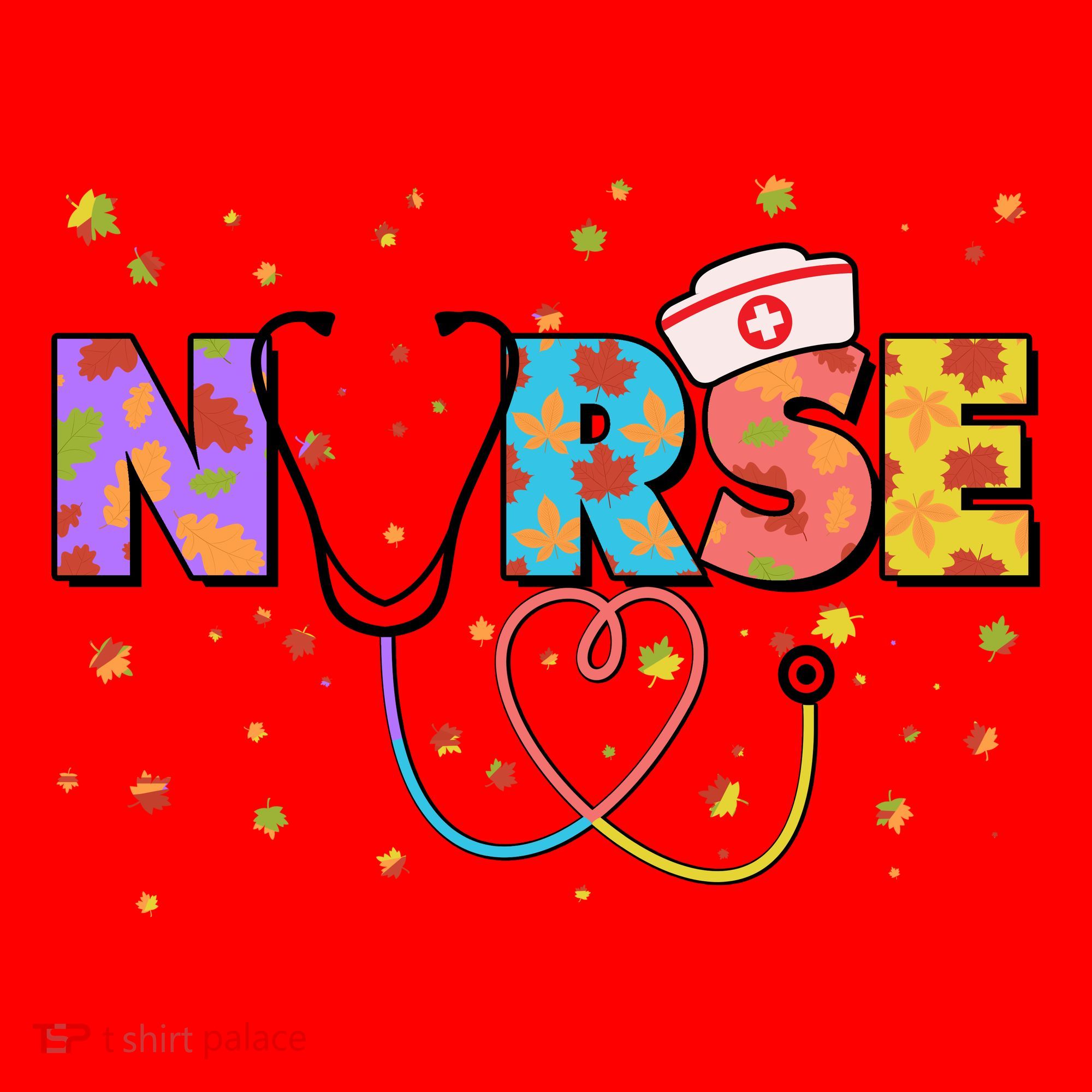 Cute Autumn Fall Patterns Nurse Santa Hat