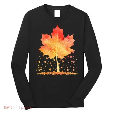 Cute Autumn Maple Leaf Tree Long Sleeve Shirt