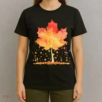 Cute Autumn Maple Leaf Tree T-Shirt thumb 4