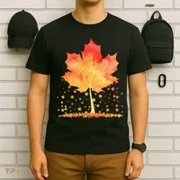 Cute Autumn Maple Leaf Tree T-Shirt thumb 6