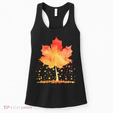 Cute Autumn Maple Leaf Tree Women's Tank Top