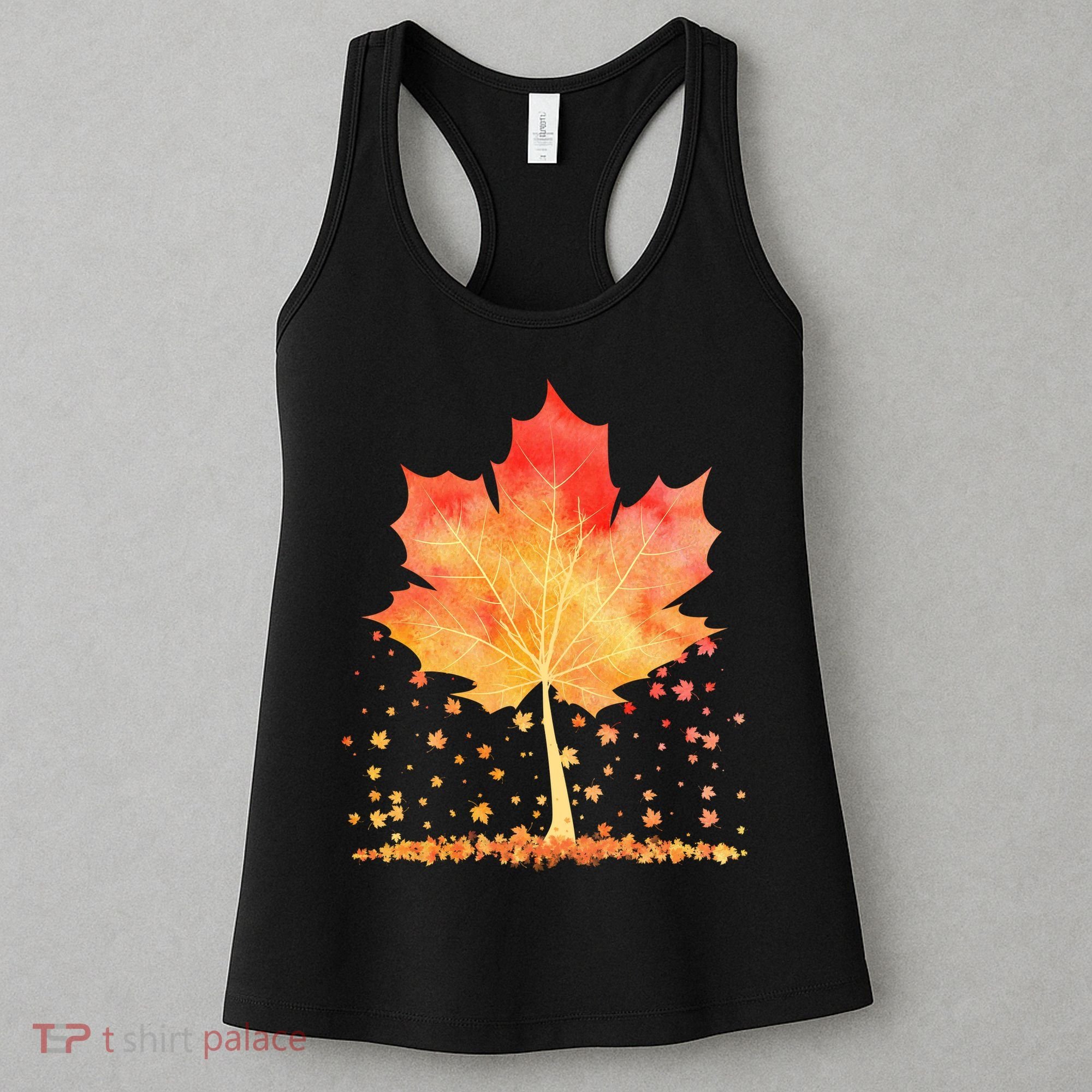 Cute Autumn Maple Leaf Tree Women's Tank Top