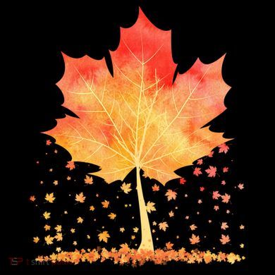 Cute Autumn Maple Leaf Tree Tie-Dye Long Sleeve Shirt