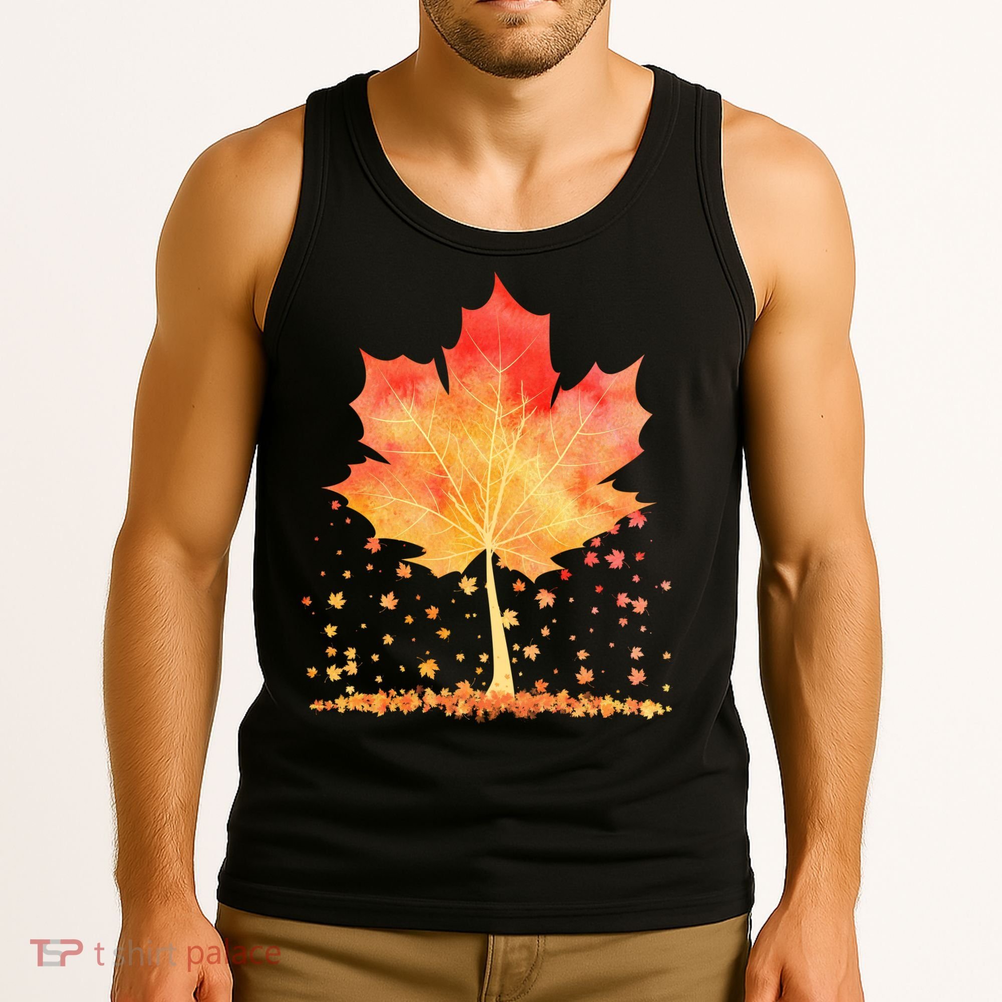 Cute Autumn Maple Leaf Tree Tank Top