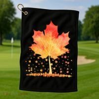 Cute Autumn Maple Leaf Tree Golf Towel thumb 1