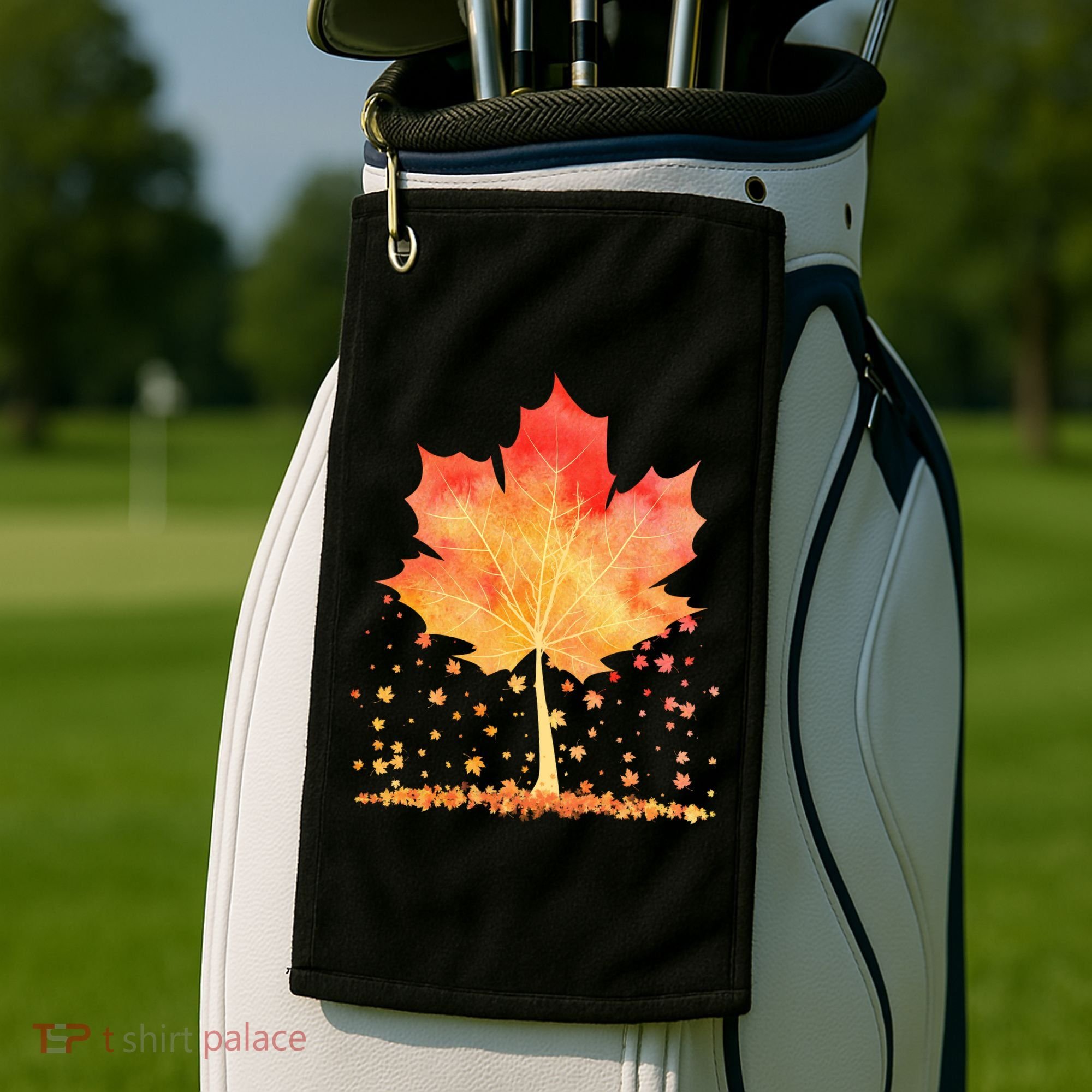 Cute Autumn Maple Leaf Tree Golf Towel