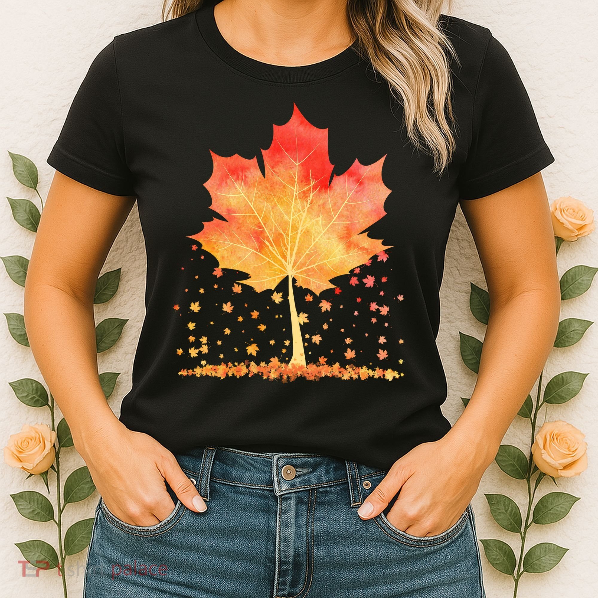Cute Autumn Maple Leaf Tree Women's T-Shirt