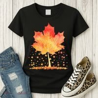 Cute Autumn Maple Leaf Tree Women's T-Shirt thumb 3