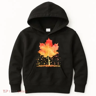 Cute Autumn Maple Leaf Tree Kids Hoodie