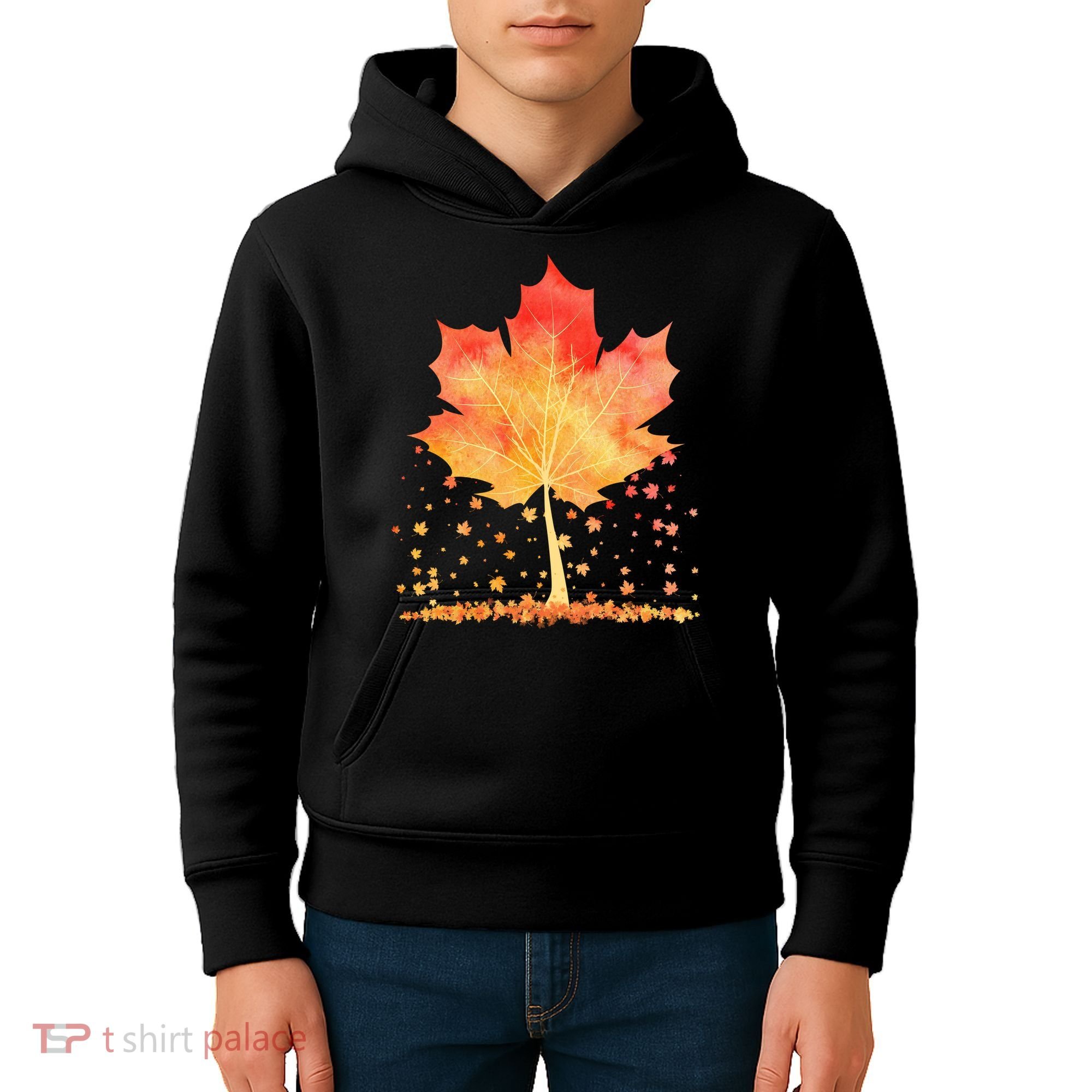 Cute Autumn Maple Leaf Tree Kids Hoodie