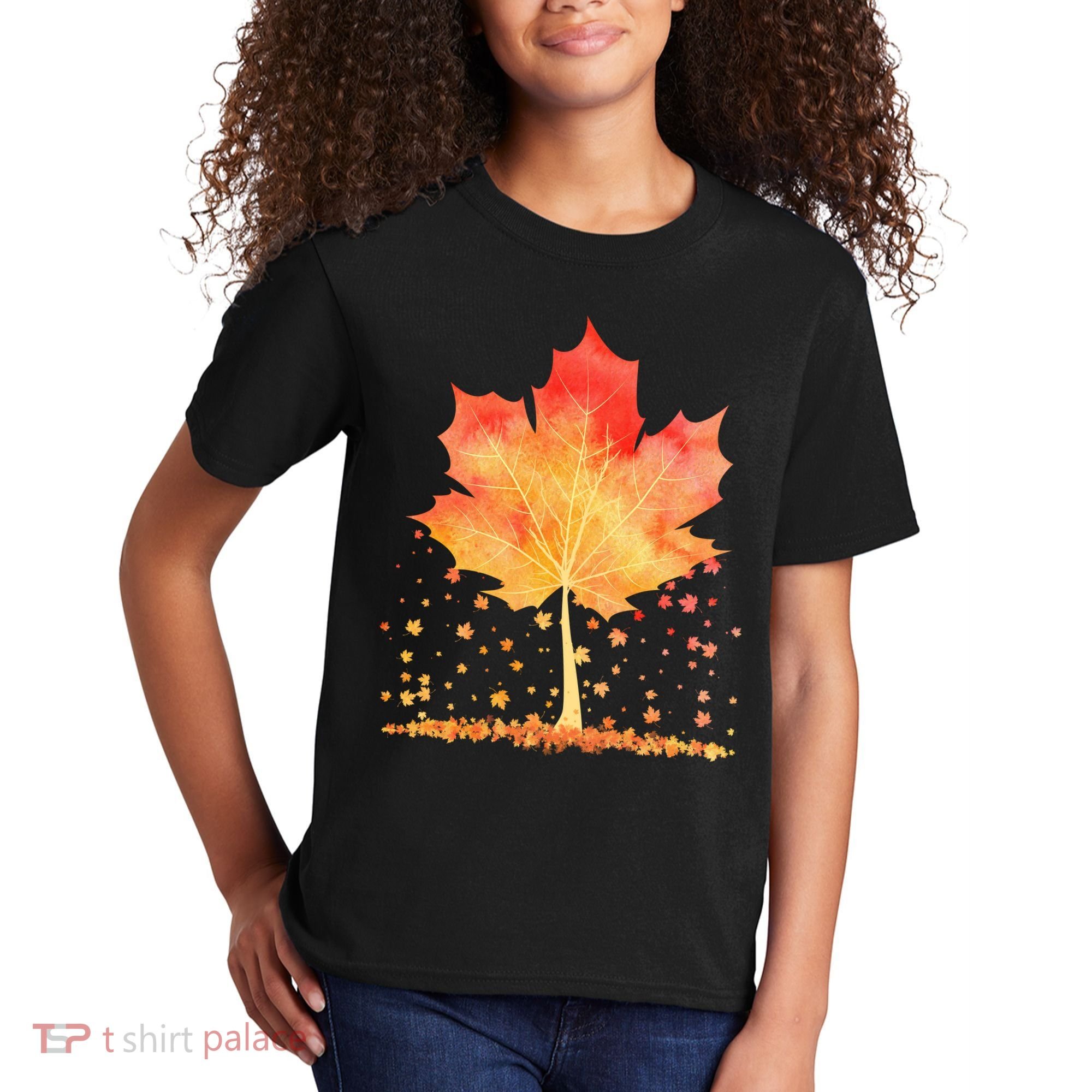 Cute Autumn Maple Leaf Tree Kids T-Shirt