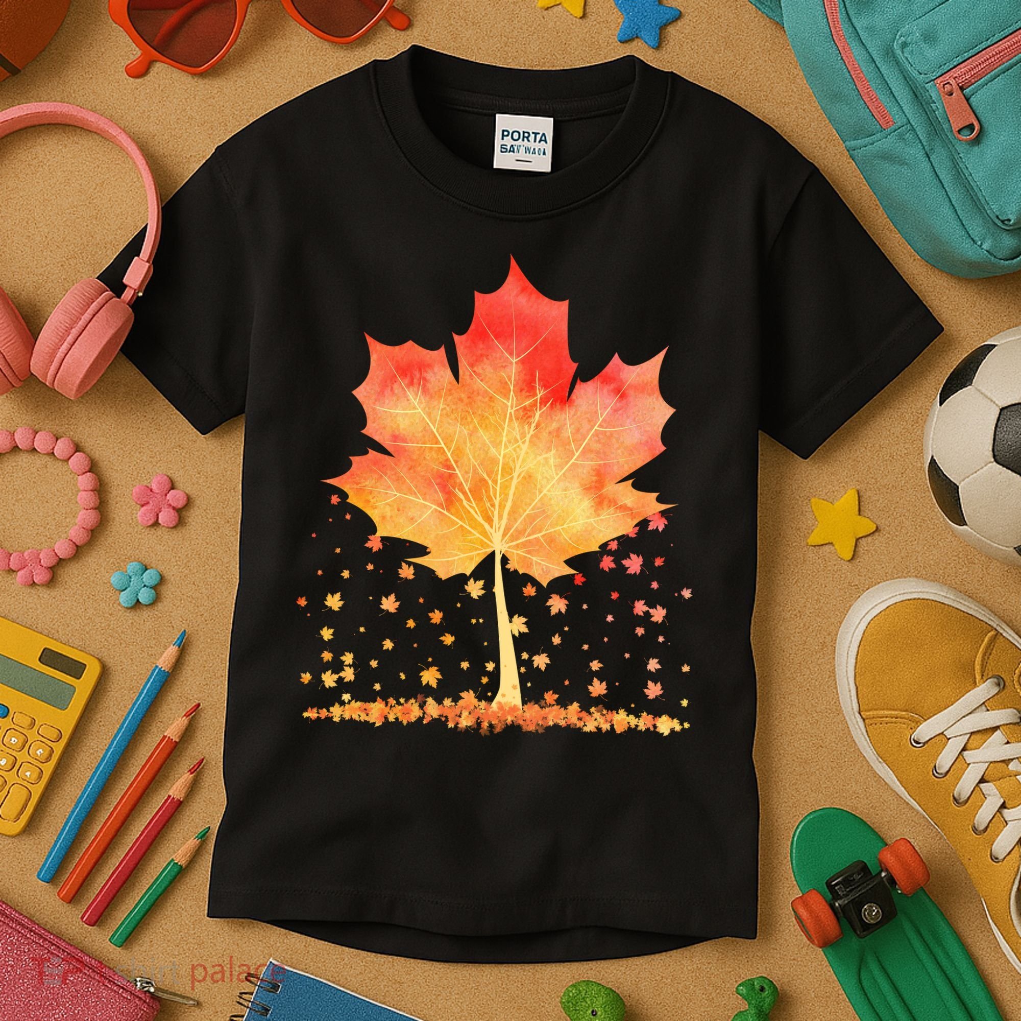 Cute Autumn Maple Leaf Tree Kids T-Shirt