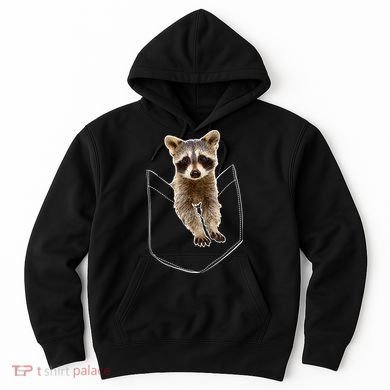 Cute Baby Raccoon In A Pocket Hoodie