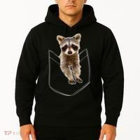 Cute Baby Raccoon In A Pocket Hoodie thumb 2