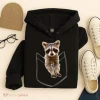 Cute Baby Raccoon In A Pocket Hoodie thumb 4