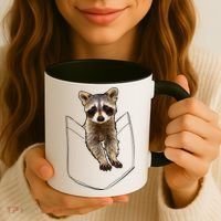 Cute Baby Raccoon In A Pocket Coffee Mug thumb 3
