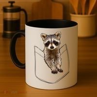 Cute Baby Raccoon In A Pocket Coffee Mug thumb 4