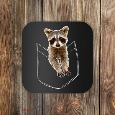 Cute Baby Raccoon In A Pocket Coaster