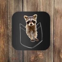 Cute Baby Raccoon In A Pocket Coaster thumb 0