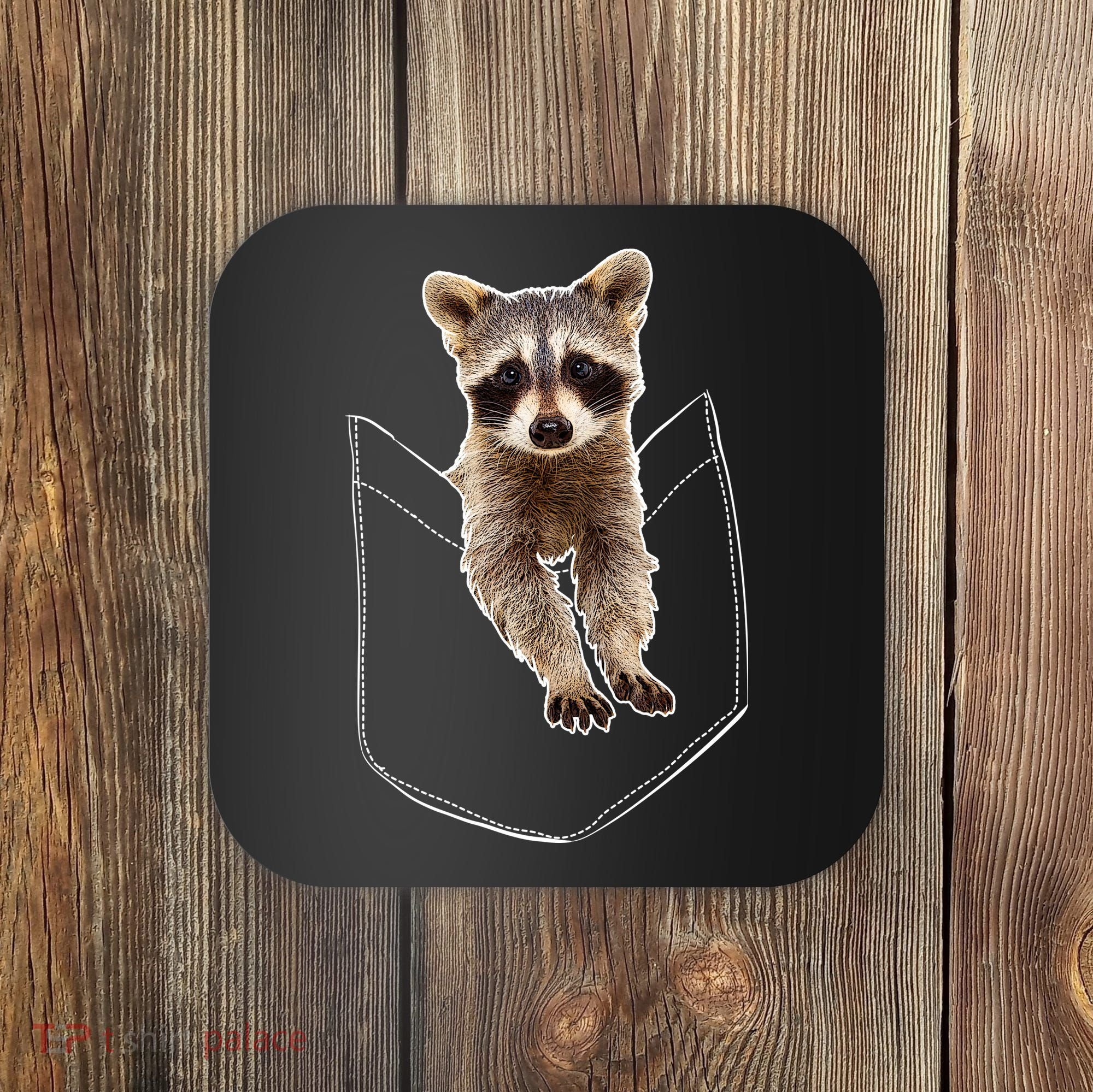 Cute Baby Raccoon In A Pocket Coaster