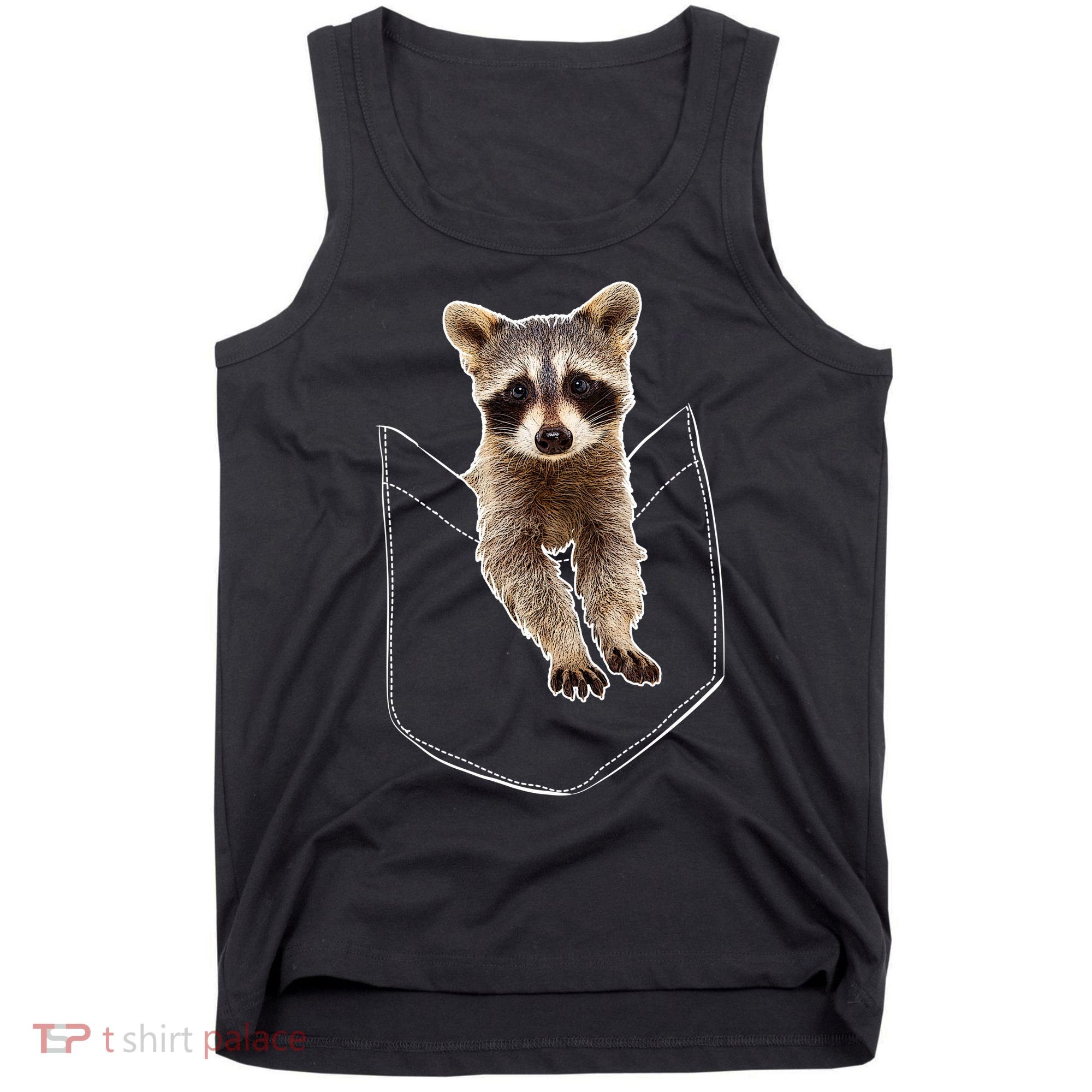 Cute Baby Raccoon In A Pocket Tank Top
