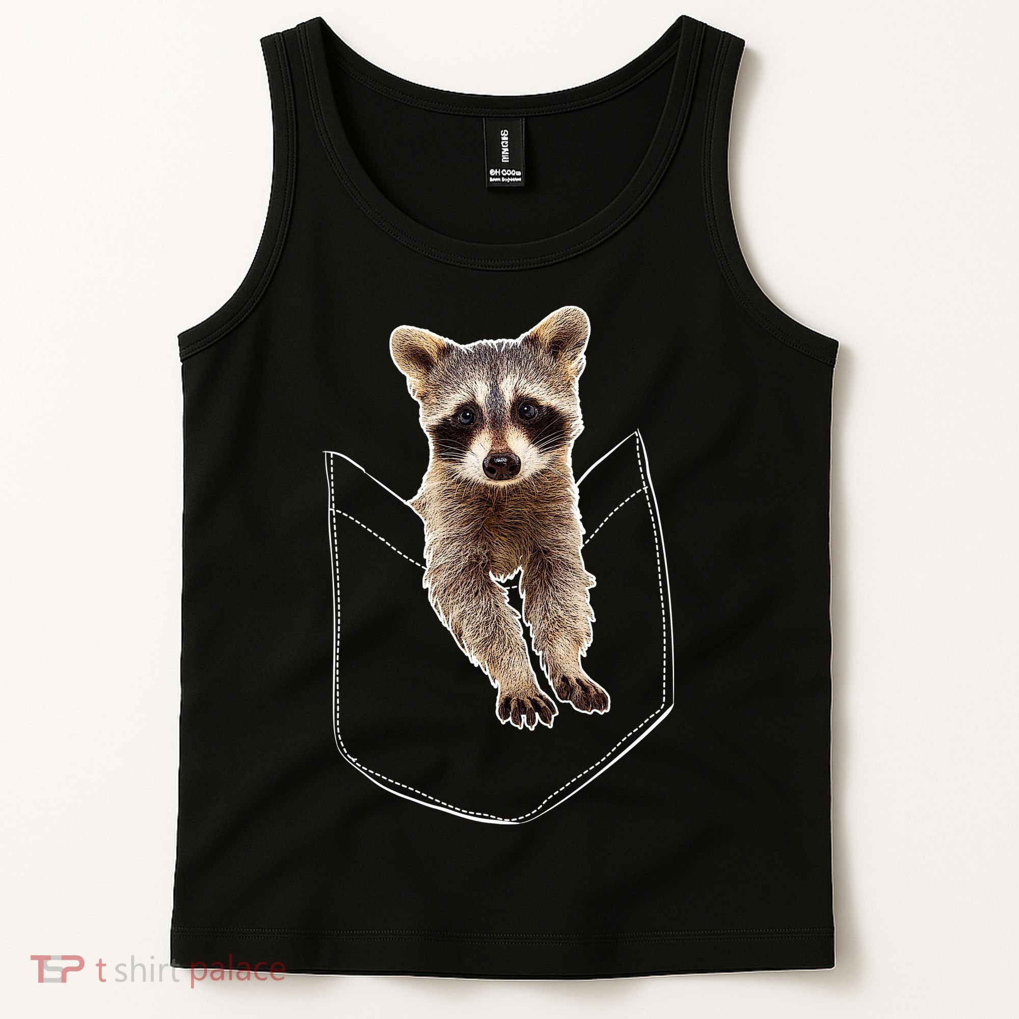 Cute Baby Raccoon In A Pocket Tank Top