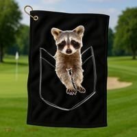 Cute Baby Raccoon In A Pocket Golf Towel thumb 1