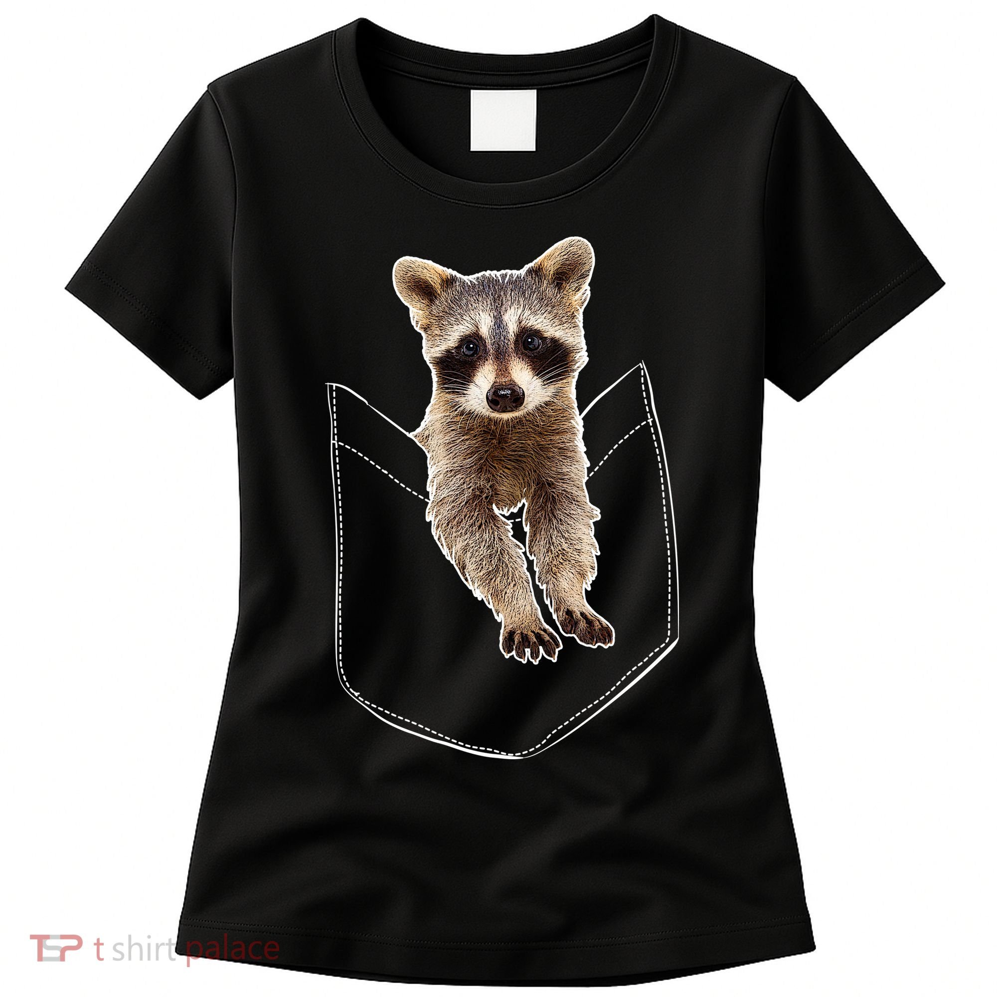 Cute Baby Raccoon In A Pocket Women's T-Shirt