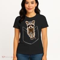 Cute Baby Raccoon In A Pocket Women's T-Shirt thumb 4