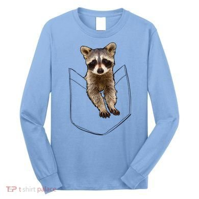 Cute Baby Raccoon In A Pocket Long Sleeve Shirt