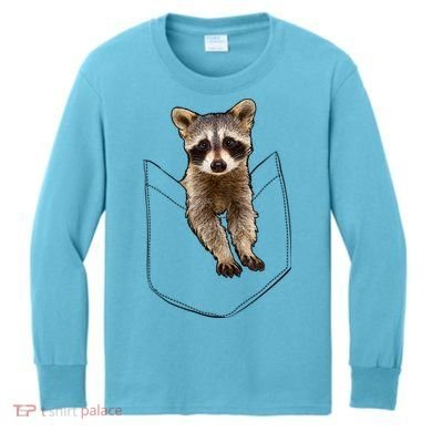 Cute Baby Raccoon In A Pocket Kids Long Sleeve Shirt