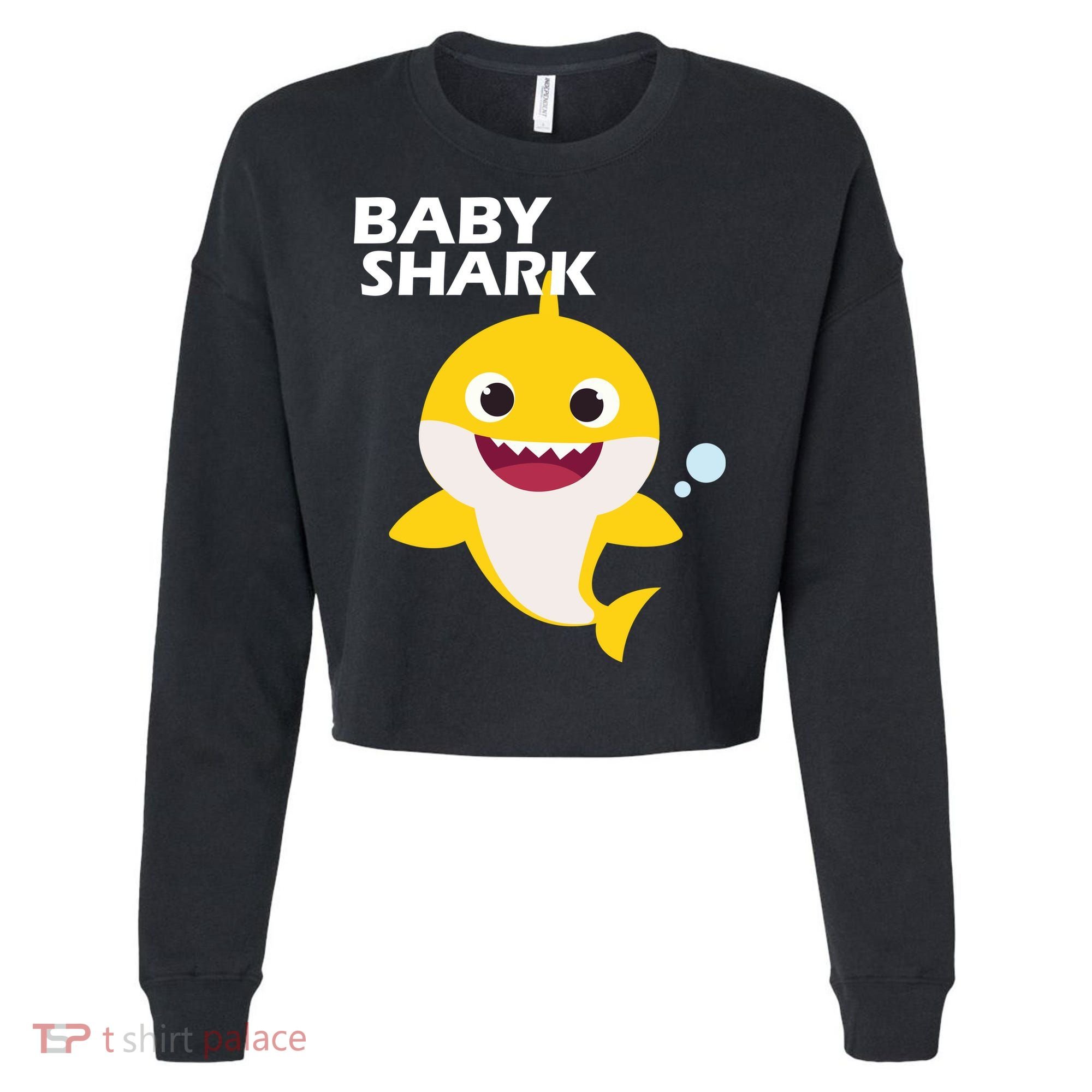 Cute Baby Shark Cropped Pullover Crew