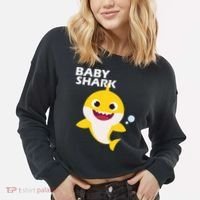 Cute Baby Shark Cropped Pullover Crew thumb 2