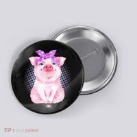 Cute Bandanna Pig Button thumb 0