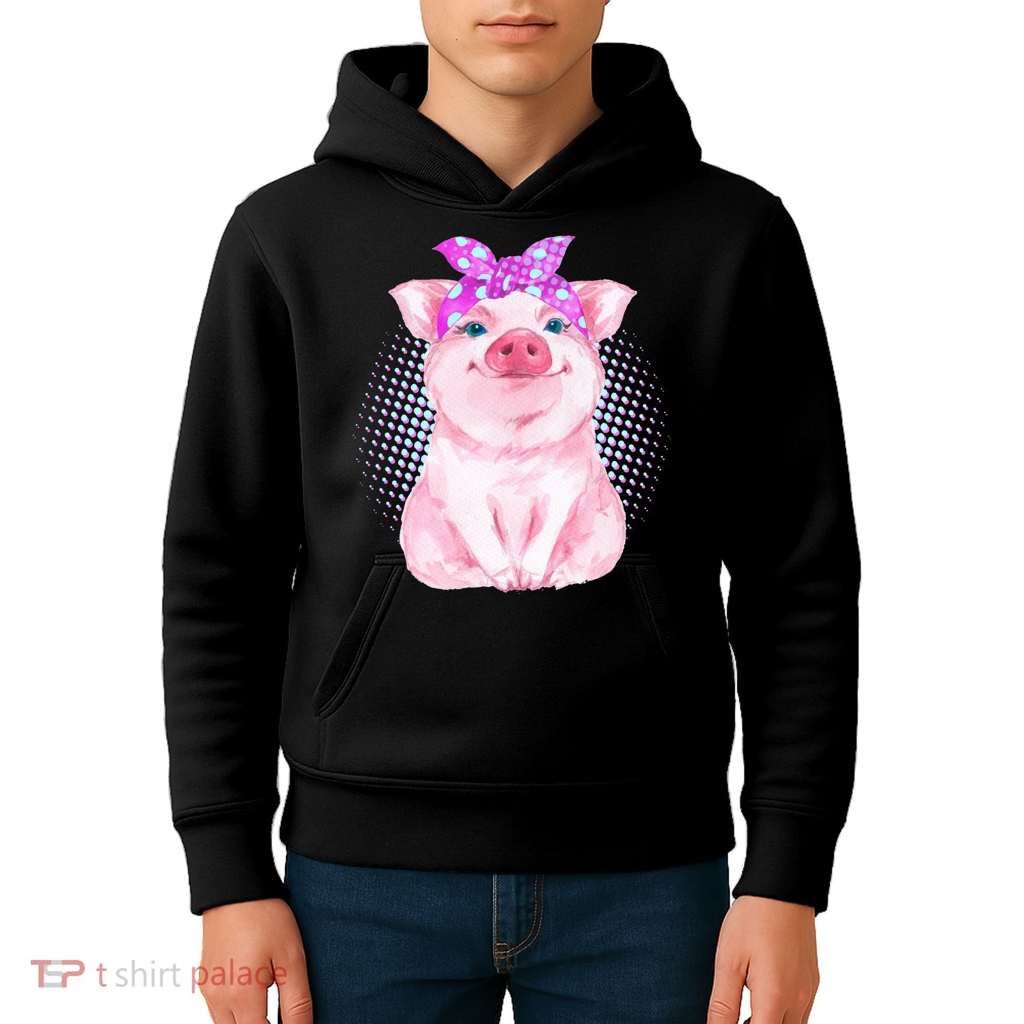 Cute Bandanna Pig Kids Hoodie