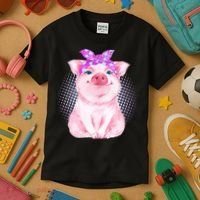 Cute Bandanna Pig Kids T-Shirt thumb 3