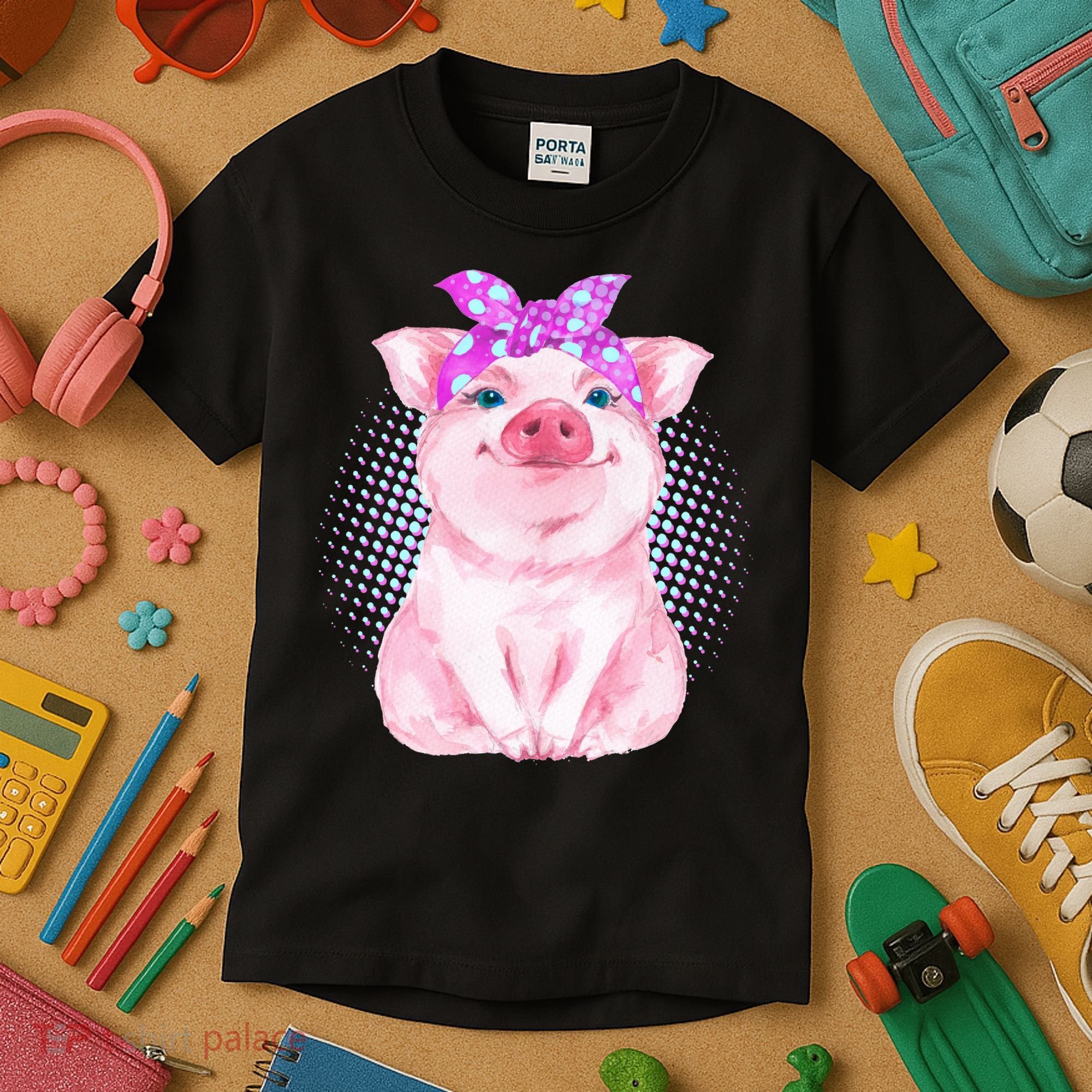 Cute Bandanna Pig Kids T-Shirt