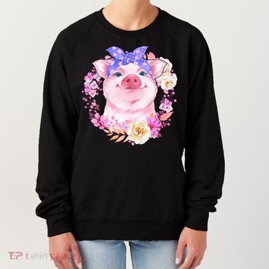 Cute Bandanna Pig Floral Women's Sweatshirt